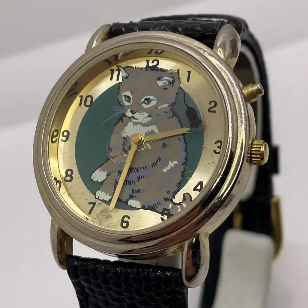 Womens Cat Sounds Vintage Watch Works New Battery